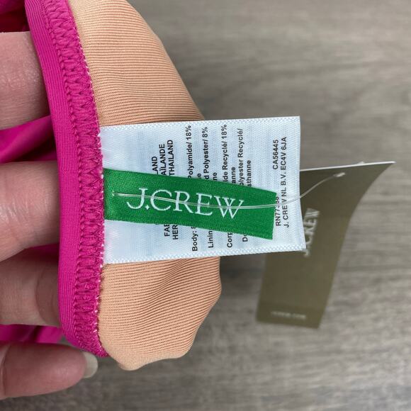 J.Crew Magenta Orchid Ruched V Neck One Piece Swimsuit Sz.14 NWT - Picture 6 of 11